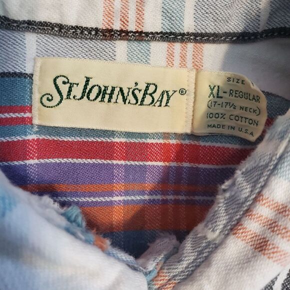 St John's Bay Plaid Shirt Perfectly Broken In Men's XL Neck 17 - 17.5 | EUC - Picture 4 of 4